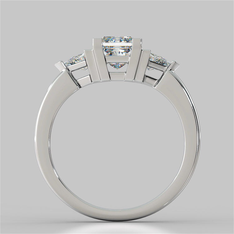 Princess Cut Three-Stone Wedding Set With 2 Matching Bands