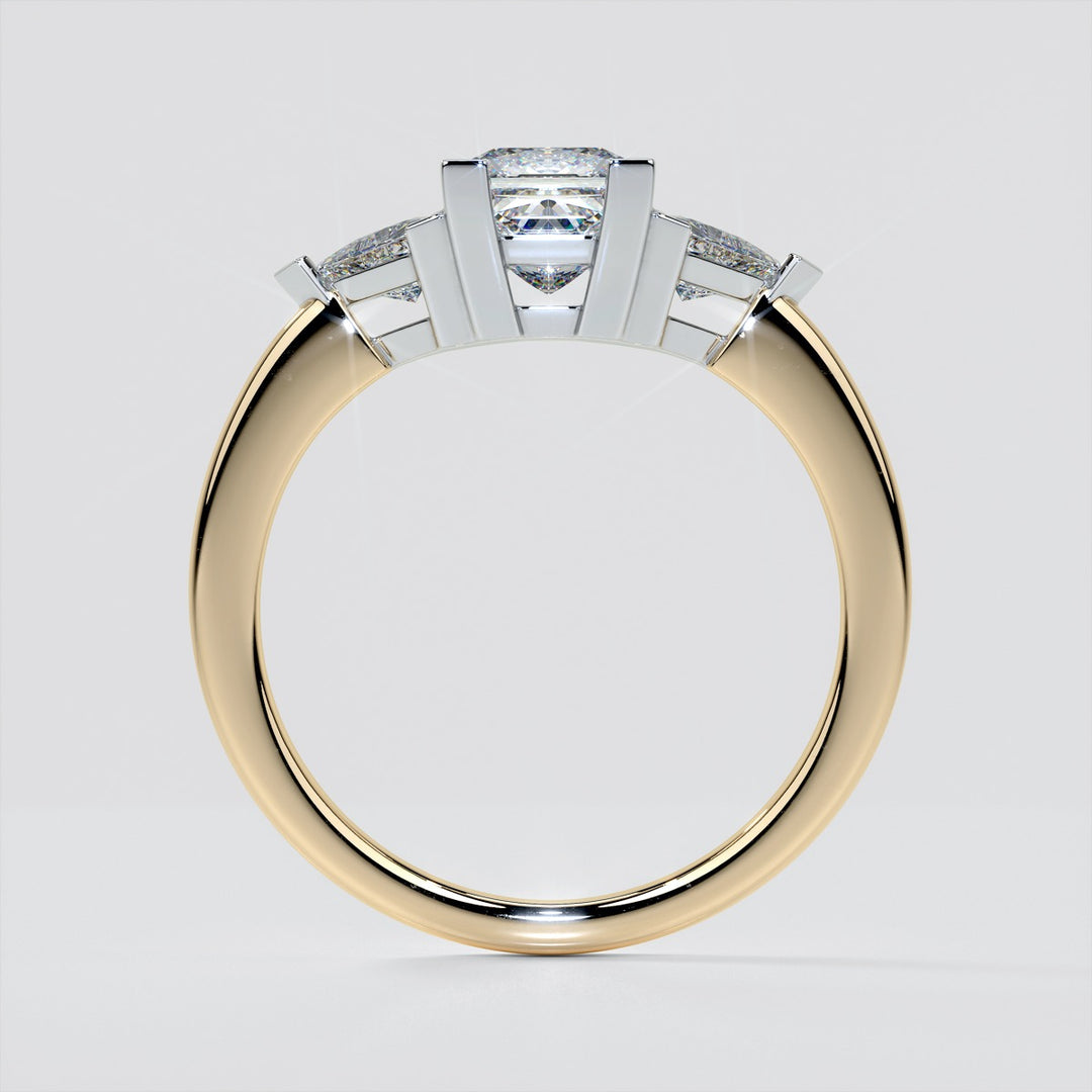 Princess Cut Three-Stone Wedding Set With 2 Matching Bands