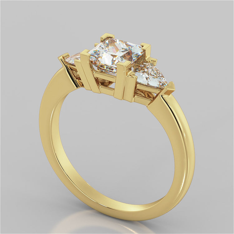 Princess Cut Three-Stone Wedding Set With Trillion Accents