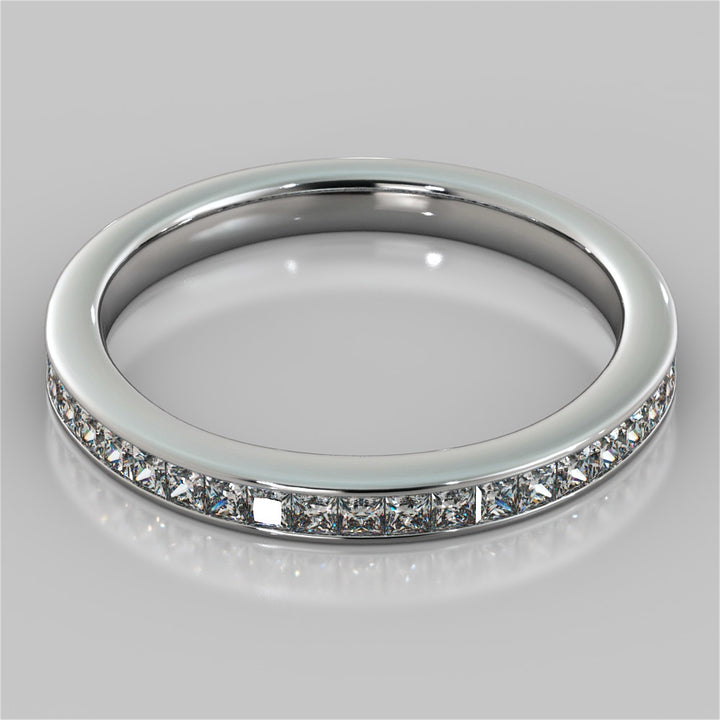 Princess Cut Channel Set Wedding Band