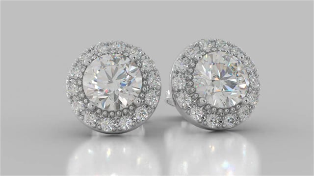4.42CT Round Cut Beaded Halo Earrings