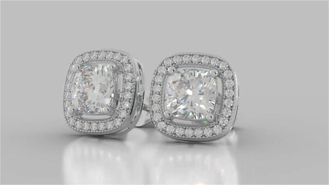 Round Cut Double Tier Halo Earrings