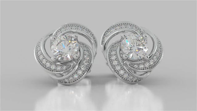 Round Cut Swirl Halo Earrings