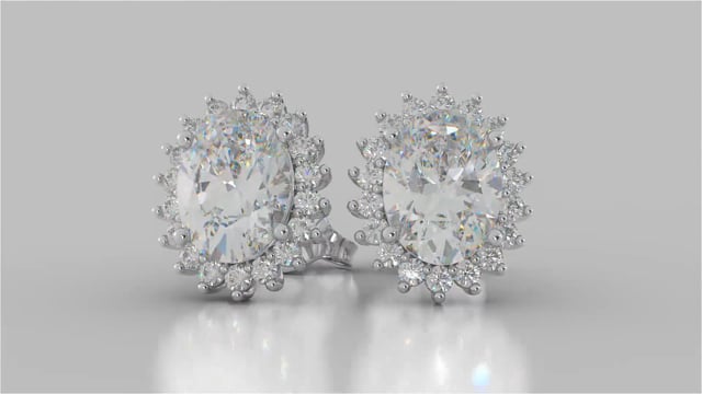 Oval Cut Double Halo Earrings