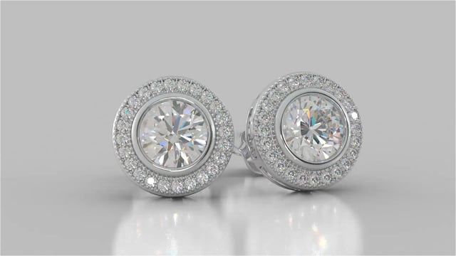 Round Cut Slider Halo Earrings