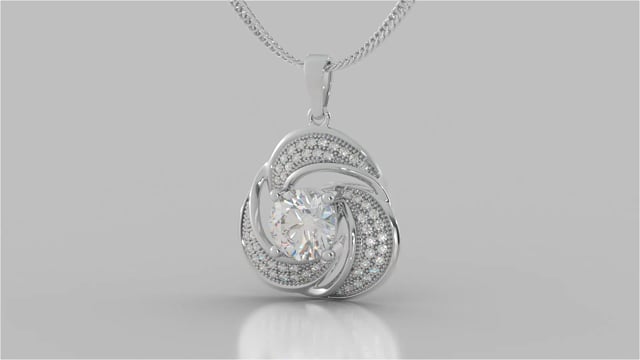 1.54CT Round Cut Swirl Halo Pendant With 16" Chain Included