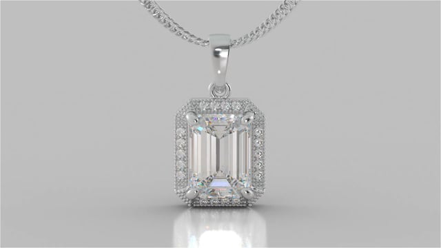 Emerald Cut Halo Pendant