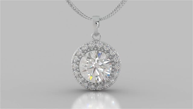 4.36CT Round Cut Milgrain Tier Halo Pendant