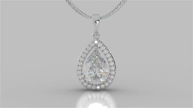 2.27CT Pear Cut Color Halo Pendant 16" Chain Included