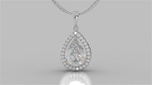 Pear Cut Tier Halo Color Pendant