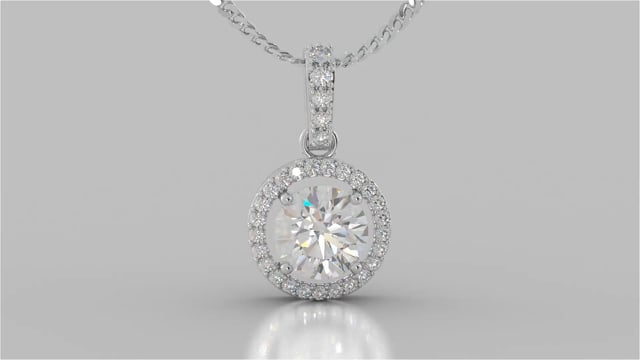 Round Cut Embellished Bail and Halo Pendant