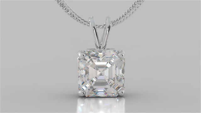 Asscher Cut Solitaire Pendant With Diamond Cut Cable Chain