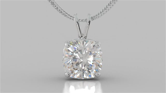 Cushion Cut Solitaire Pendant With Diamond Cut Cable Chain