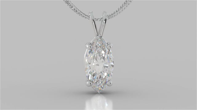 Marquise Cut Solitaire Pendant With Diamond Cut Cable Chain
