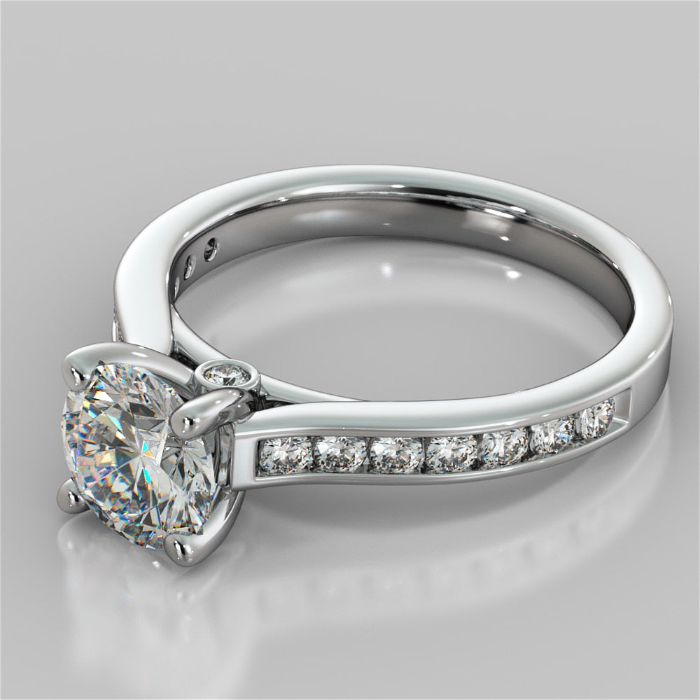 Round Cut Cathedral Wedding Set With 2 Matching Bands