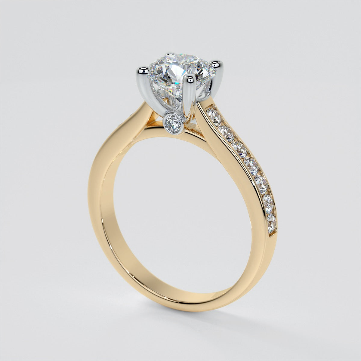 Round Cut Channel Set Engagement Ring