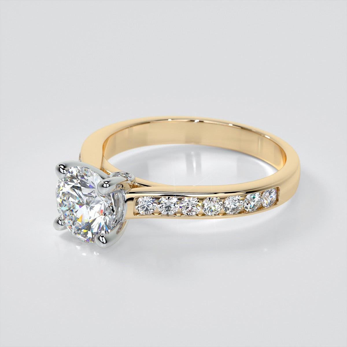 Round Cut Wedding Set With Channel Accents