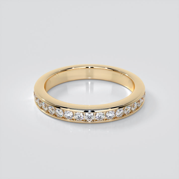 Round Cut Channel Set Classical Wedding Band