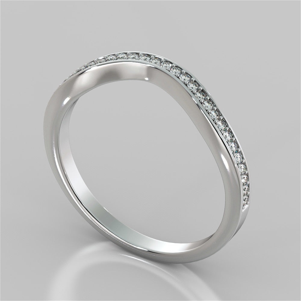Channel Set Contoured Wedding Band