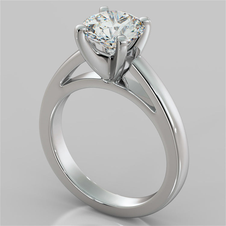 Round Cut Cathedral Style Engagement Ring