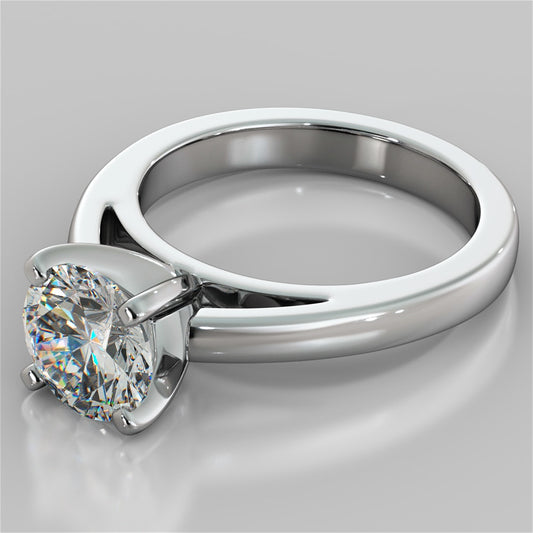 Round Cut Cathedral Style Engagement Ring