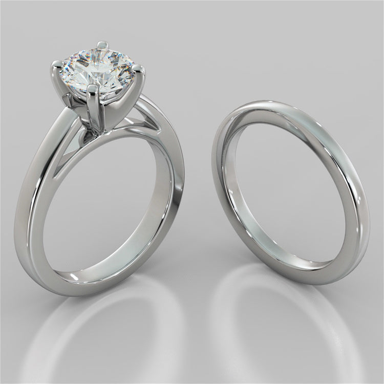 Round Cut Cathedral Style Engagement Ring