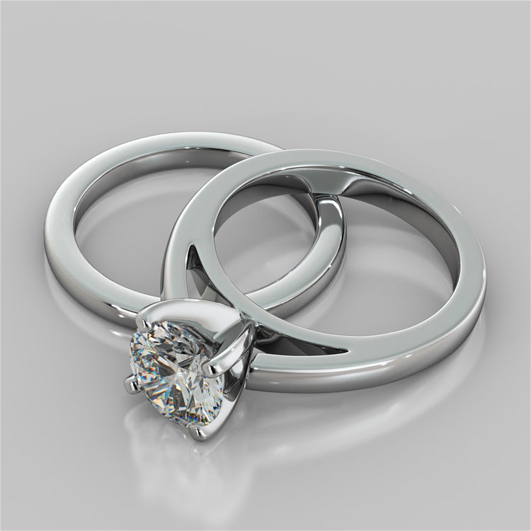 Round Cut Cathedral Style Engagement Ring