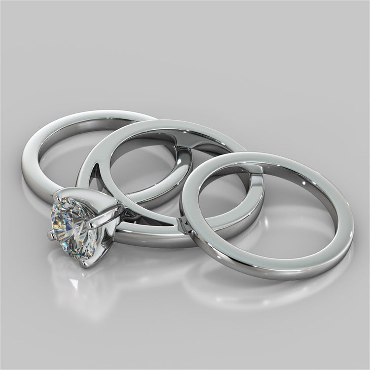 Round Cut Cathedral Style Engagement Ring