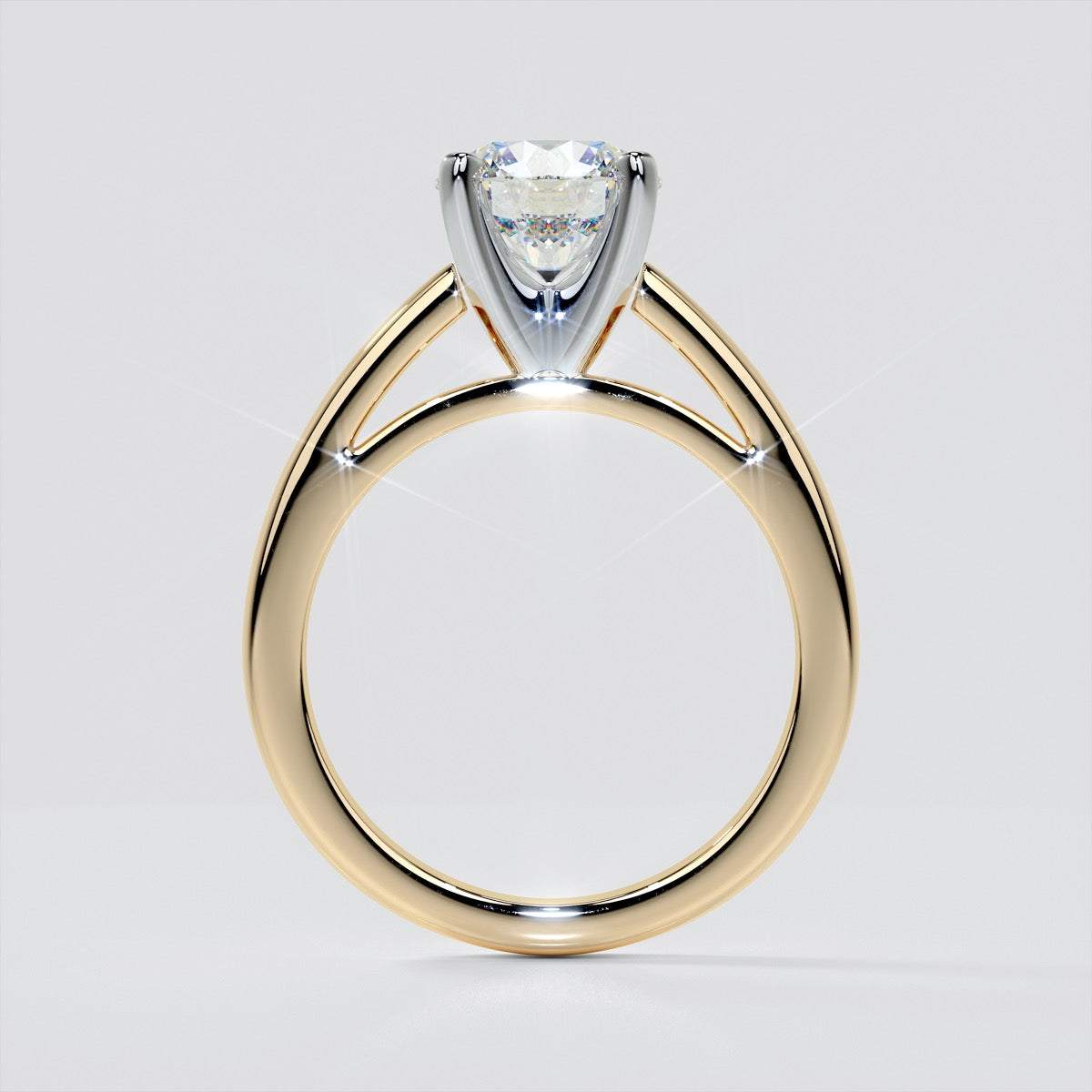 Round Cut Cathedral Style Engagement Ring