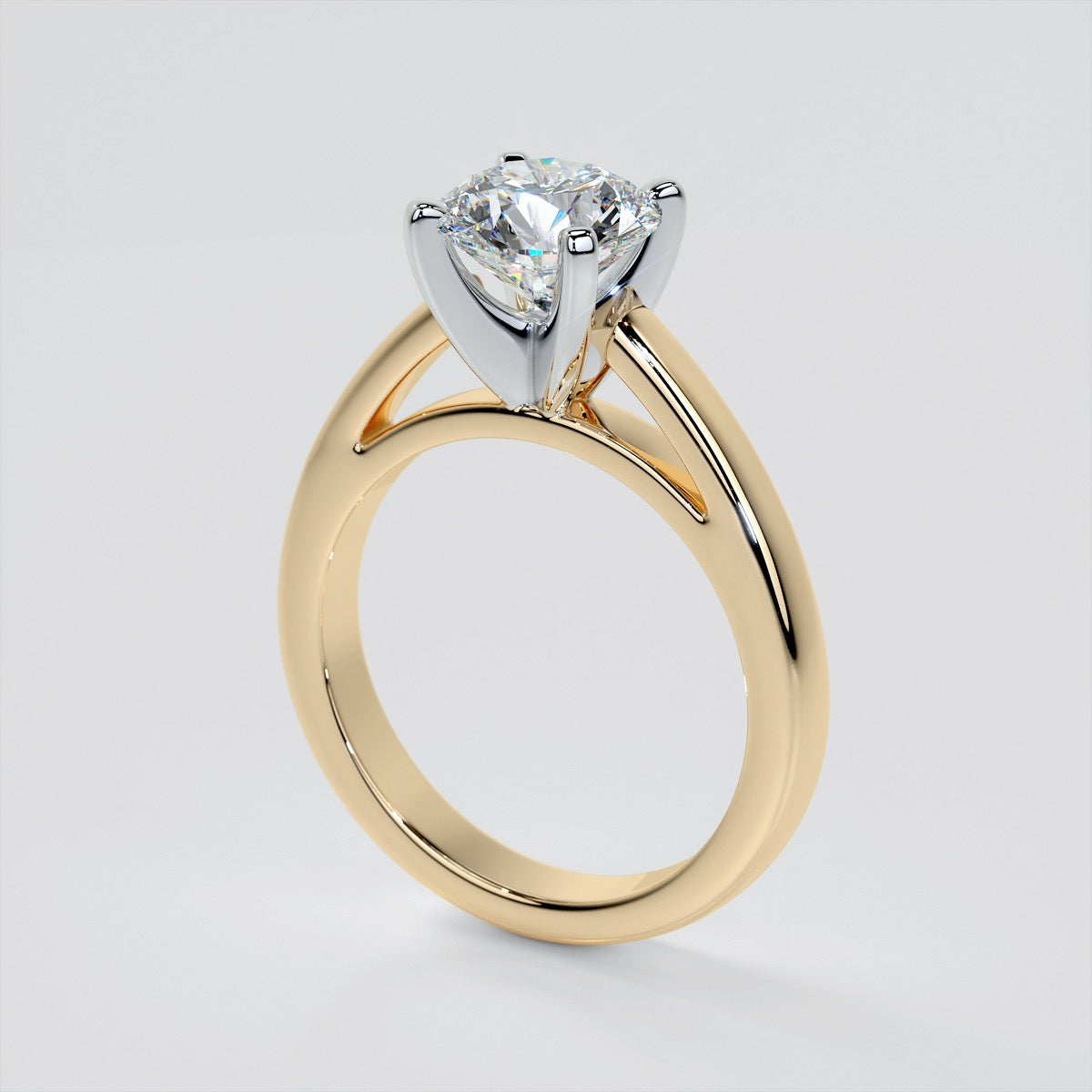 Lab Grown Diamond Round Cut Cathedral Style Engagement Ring
