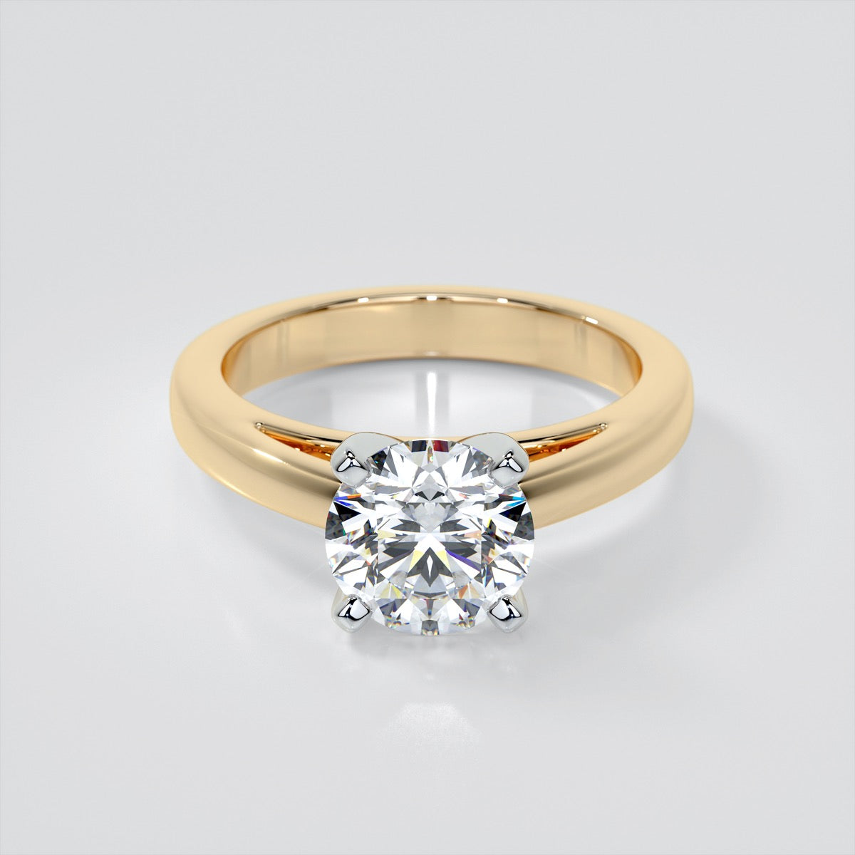 Lab Grown Diamond Round Cut Cathedral Style Engagement Ring
