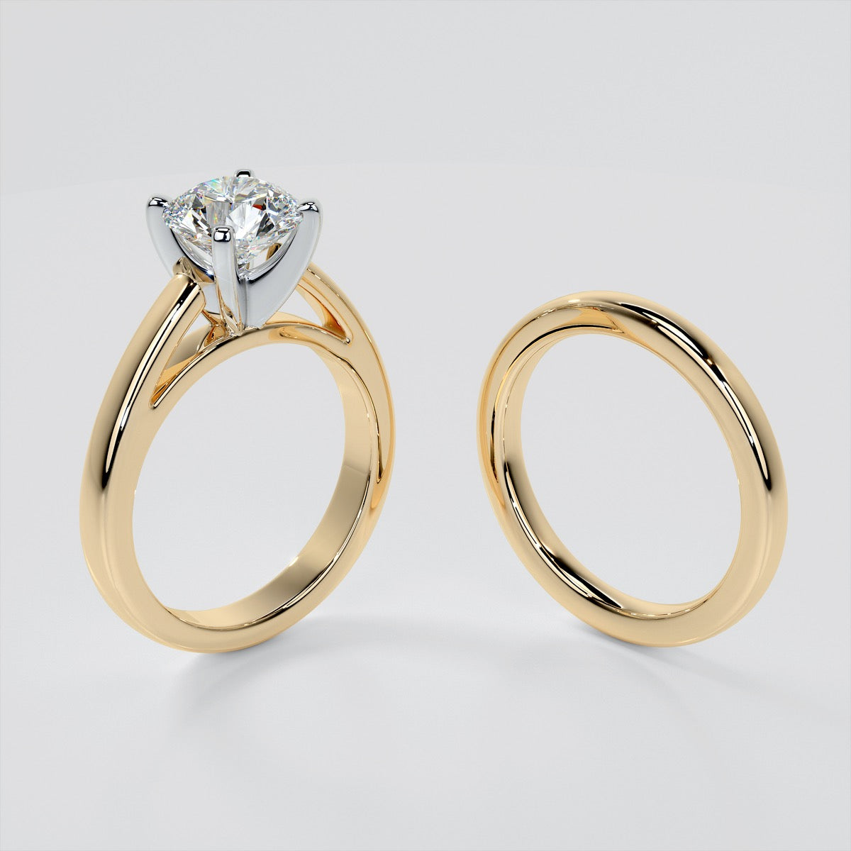 Lab Grown Diamond Round Cut Cathedral Style Engagement Ring