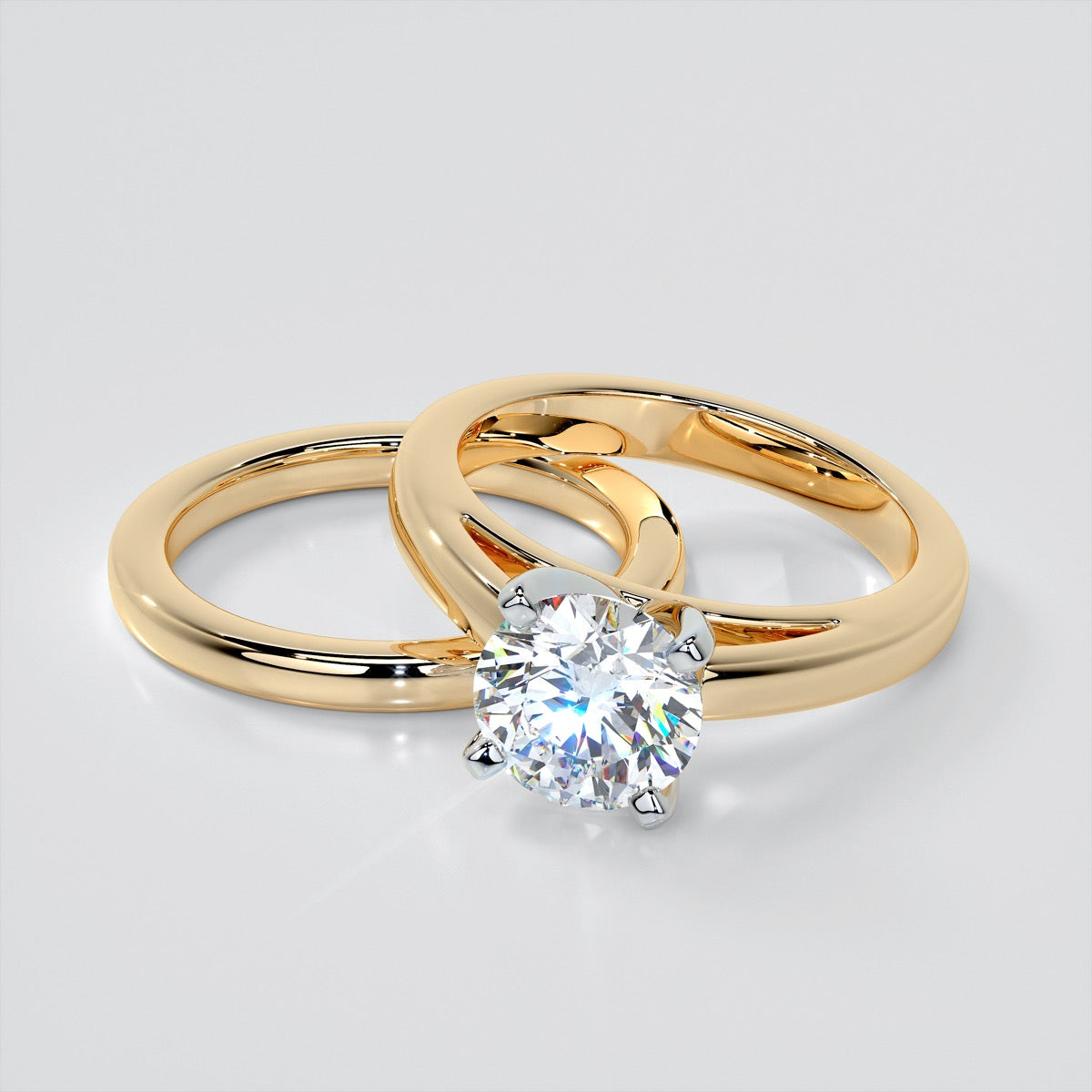 Round Cut Cathedral Style Engagement Ring