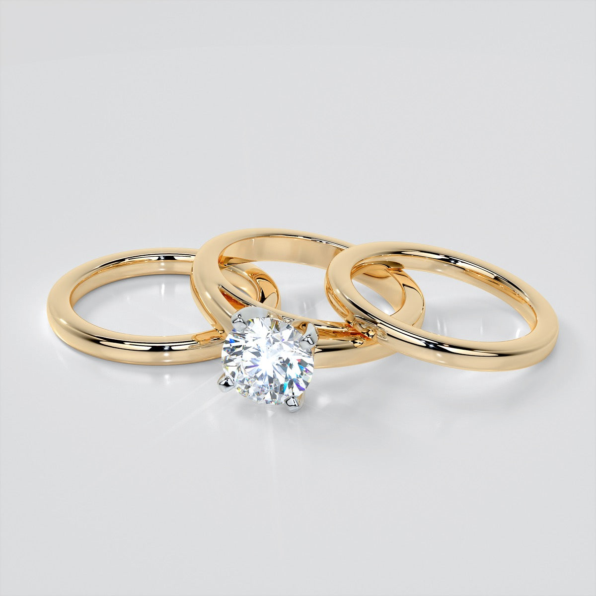 Round Cut Cathedral Style Engagement Ring