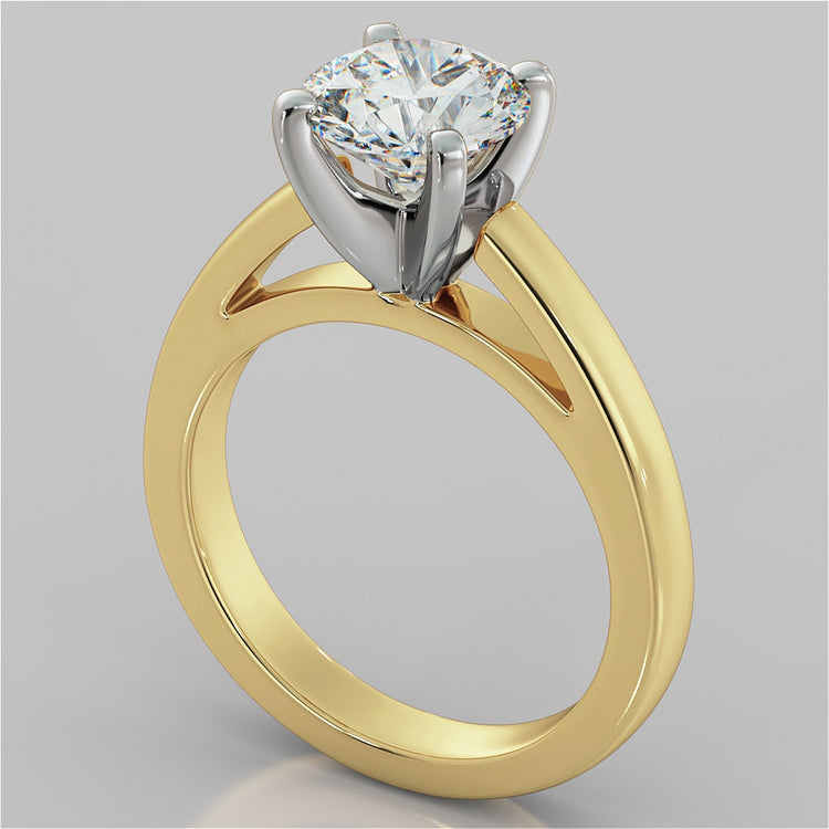 Round Cut Cathedral Style Engagement Ring