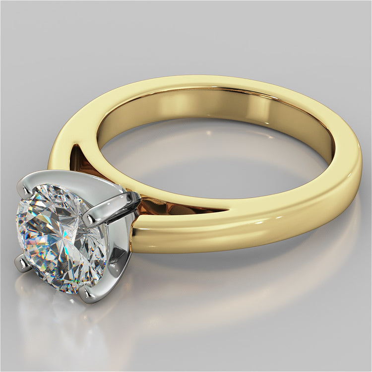 Round Cut Cathedral Style Engagement Ring