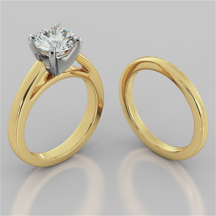 Round Cut Cathedral Style Engagement Ring