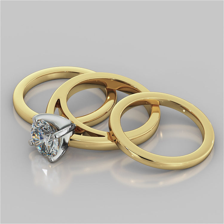 Round Cut Cathedral Style Engagement Ring