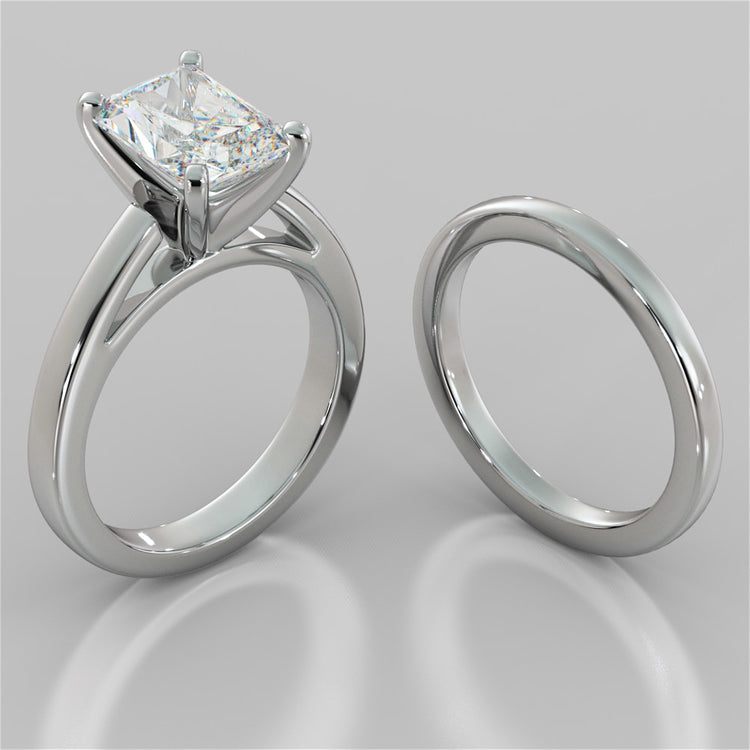 Lab Grown Diamond Radiant Cut Cathedral Style Engagement Ring