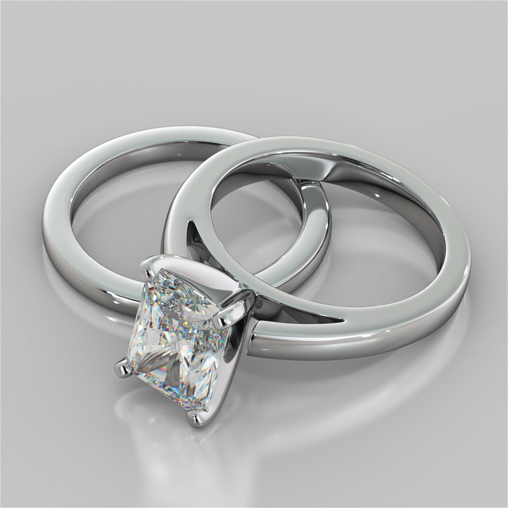 Radiant Cut Cathedral Style Engagement Ring