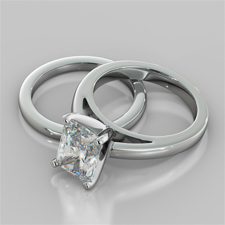 Lab Grown Diamond Radiant Cut Cathedral Style Engagement Ring