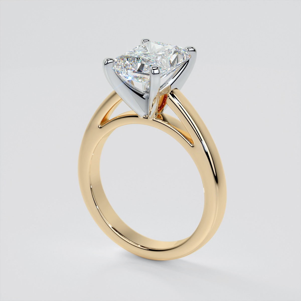 Lab Grown Diamond Radiant Cut Cathedral Style Engagement Ring