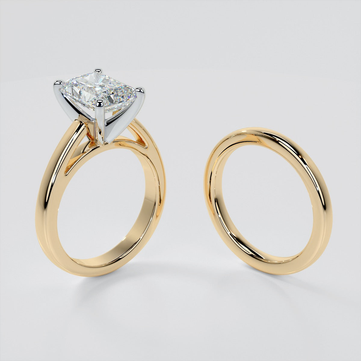 Radiant Cut Cathedral Style Engagement Ring
