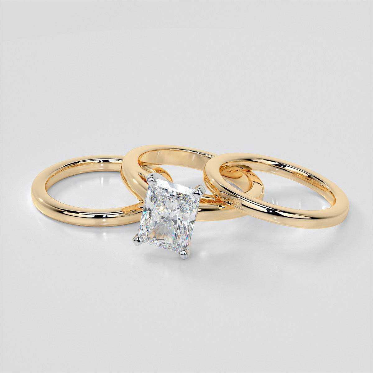 Lab Grown Diamond Radiant Cut Cathedral Style Engagement Ring