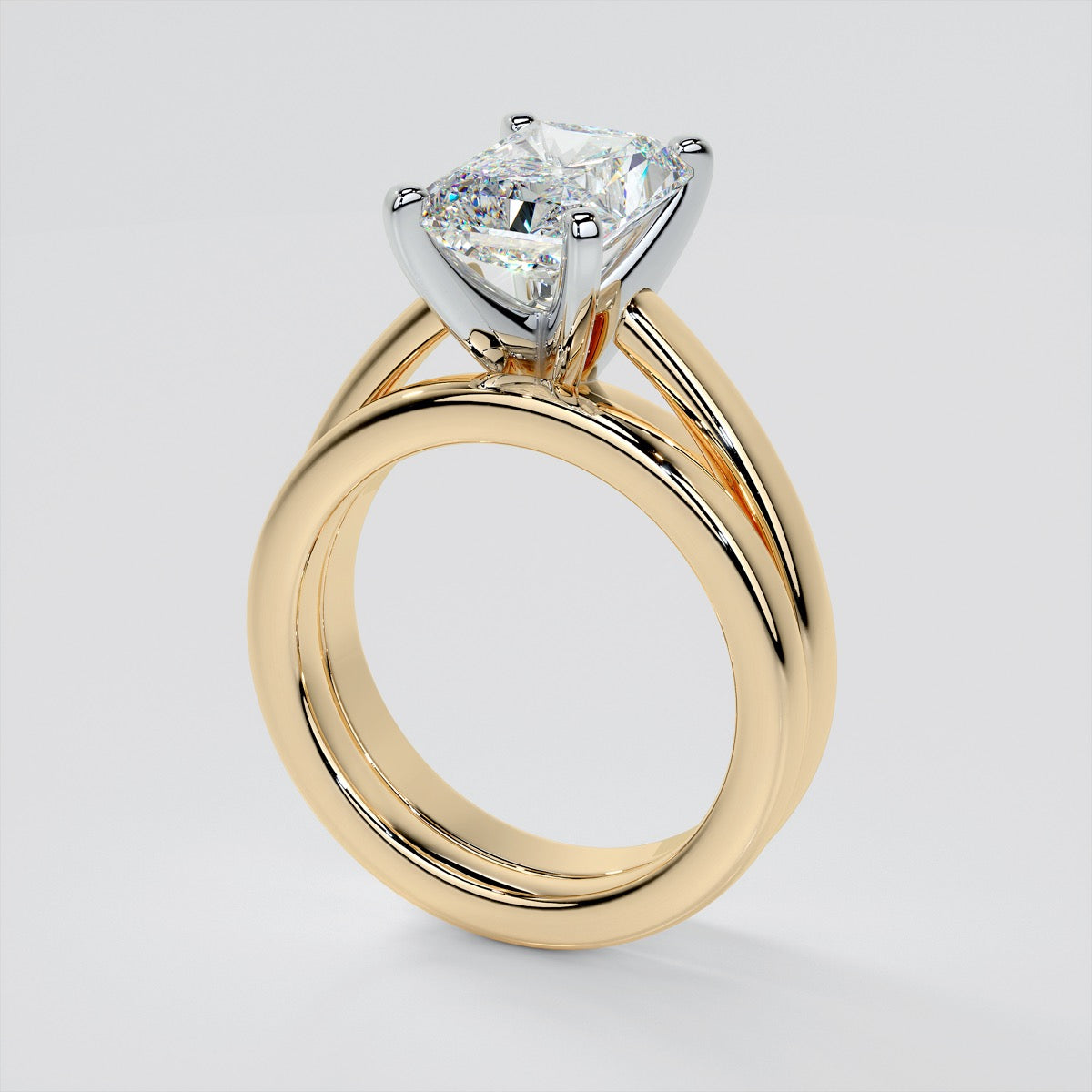 Lab Grown Diamond Radiant Cut Cathedral Style Engagement Ring