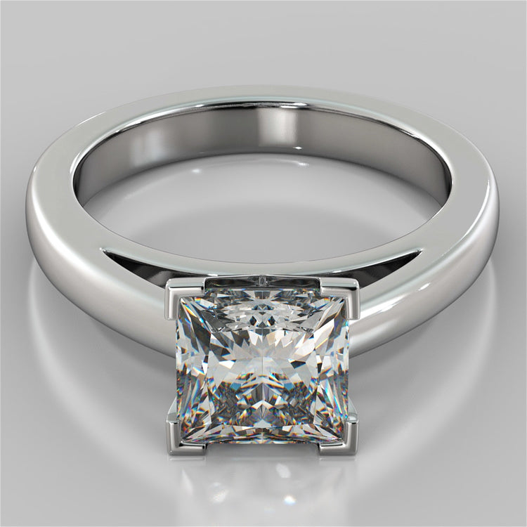 Lab Grown Diamond Princess Cut Cathedral Style Engagement Ring