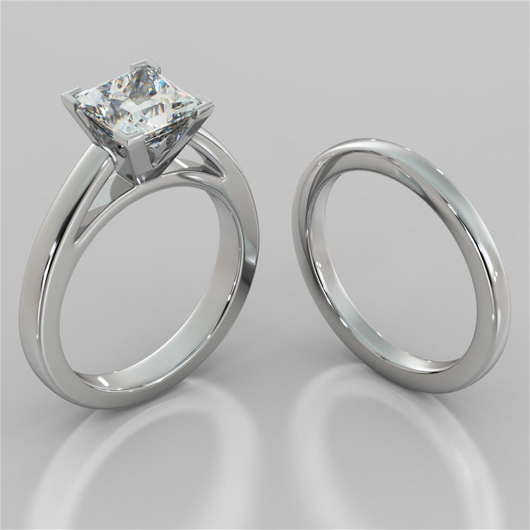 Princess Cut Cathedral Style Engagement Ring