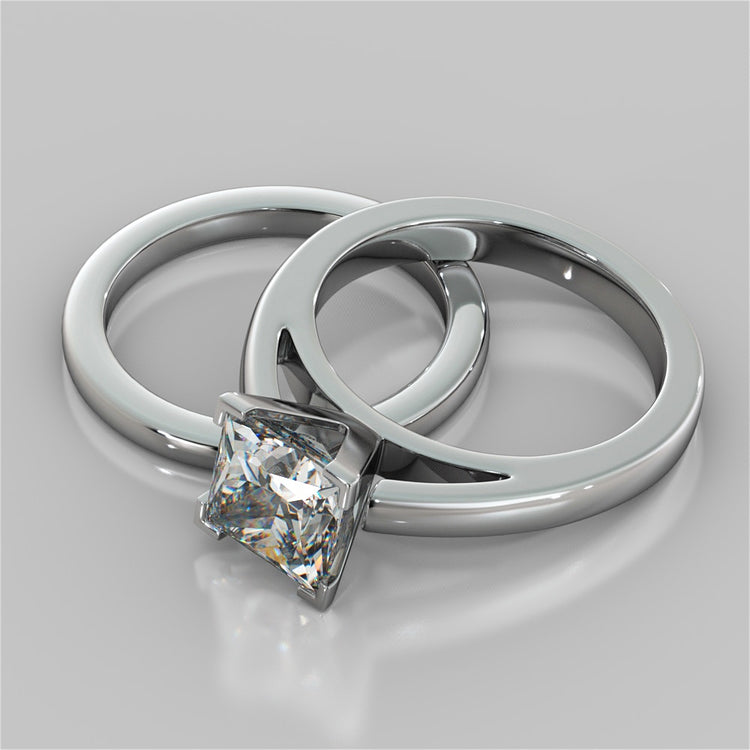 Princess Cut Cathedral Style Engagement Ring