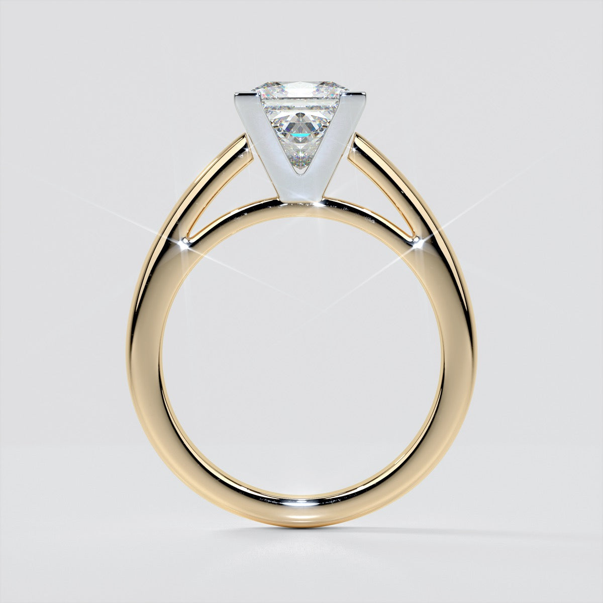 Lab Grown Diamond Princess Cut Cathedral Style Engagement Ring