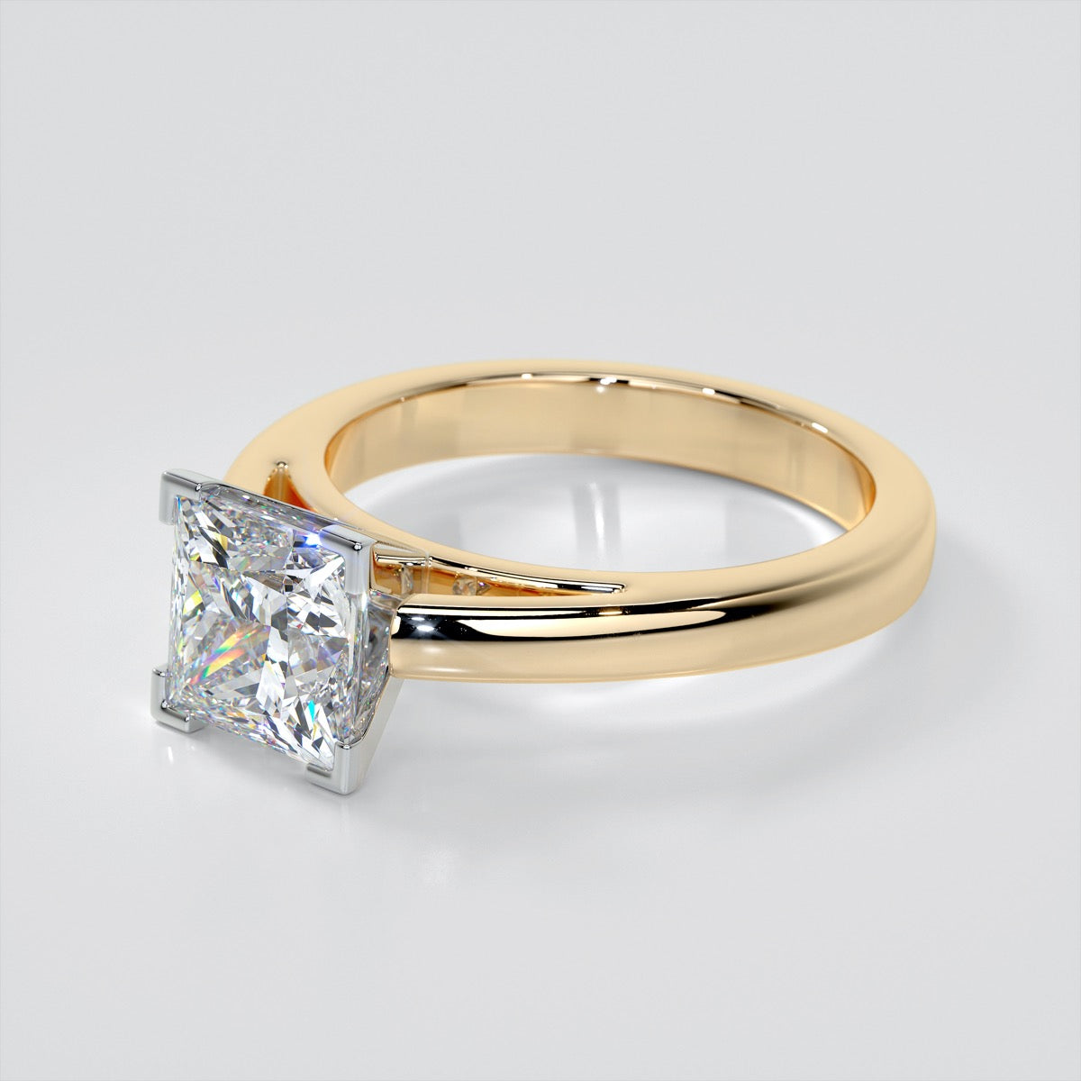 Lab Grown Diamond Princess Cut Cathedral Style Engagement Ring